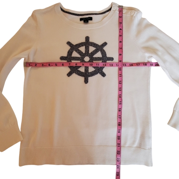 Nautica Sweater Womens Medium Ships Wheel Marshmallo Beach Boat Cover Up M - Picture 11 of 14
